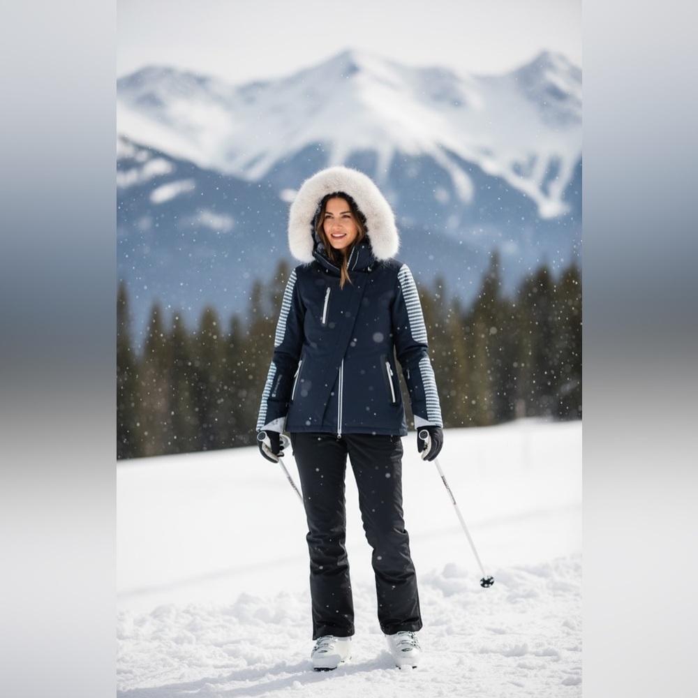 Sweaty Betty Method‎ Softshell Ski Jackett with Fur Trim Size XS EUC